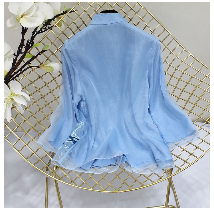 Китайская рубашка, традиционная китайская блузка, qipao Топ, шифон, длинный рукав, женские топы, чонсам, кружевная вышивка, блузка для девушек