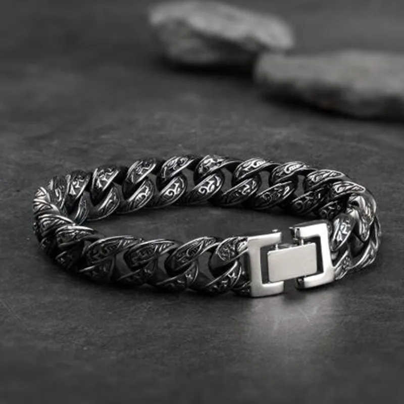 

Men High Quality Metal Vintage Chain Bracelet Classic Totem Rock Biker Jewelry