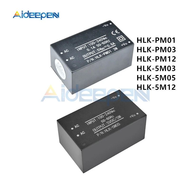 

HLK-PM01 HLK-PM03 HLK-PM12 HLK-5M03 HLK-5M05 HLK-5M12 AC-DC 100V-240V to 5V/3.3V/12V 50-60Hz Mini Power Supply Module Switch