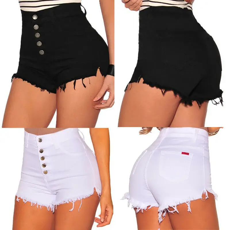 

Summer Womens high waist Denim Shorts high waist Button Jeans Hot Shorts Skinny Women clothing