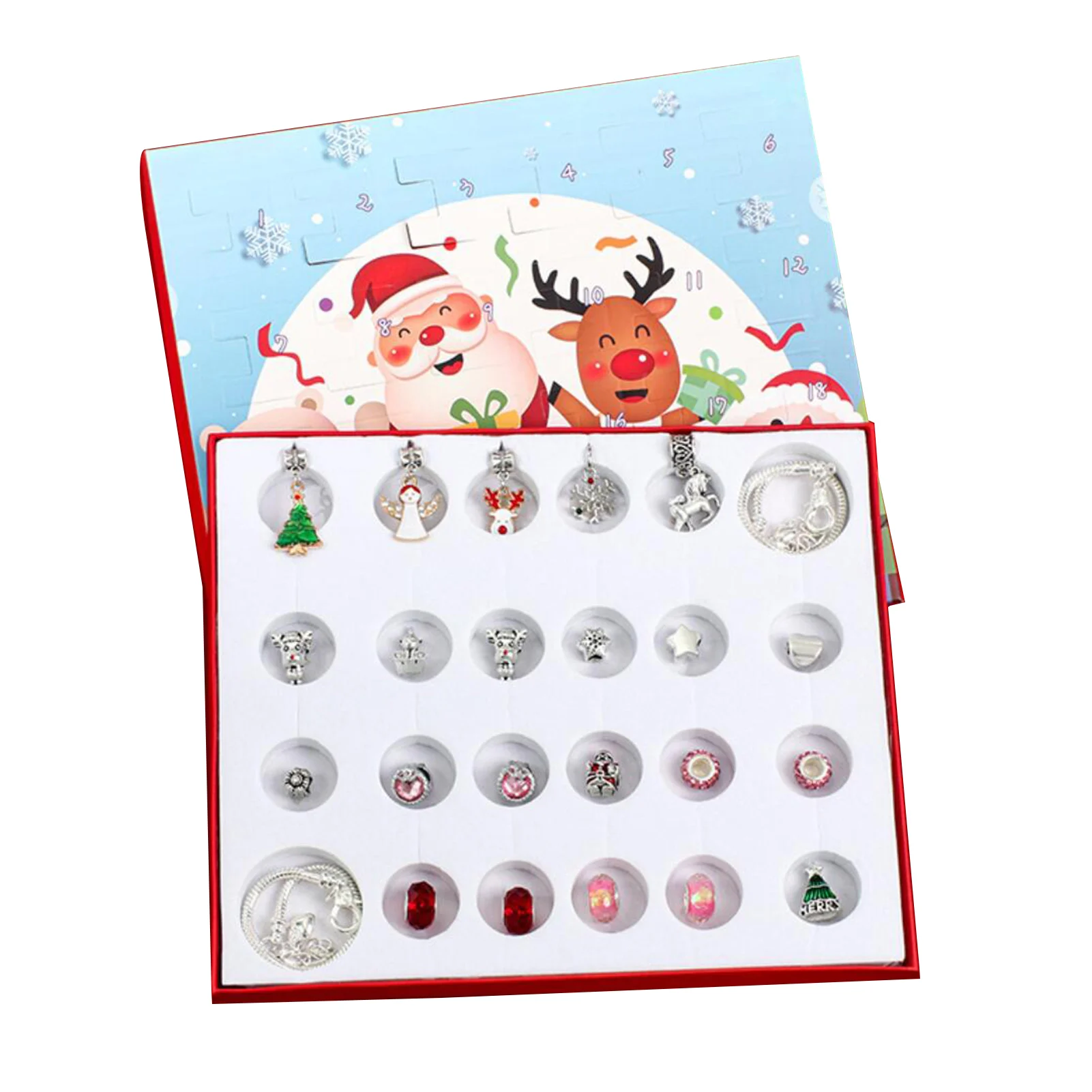 

24 Days Christmas Advent Calendar Kids Charms With Bracelet Set Christmas Gift Box Countdown 24 Days Calendar Christmas Kids Gif