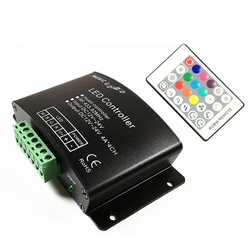 DC12V-24V Music LED Controller 24Keys RGB / RGBW RF Remote Sound Sensor Voice Audio Control For 5050 Strip Light Tape | Лампы и
