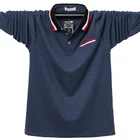 Рубашка-поло мужская Осенняя однотонная, с длинным рукавом, воротником-стойкой, 6XL, размера плюс