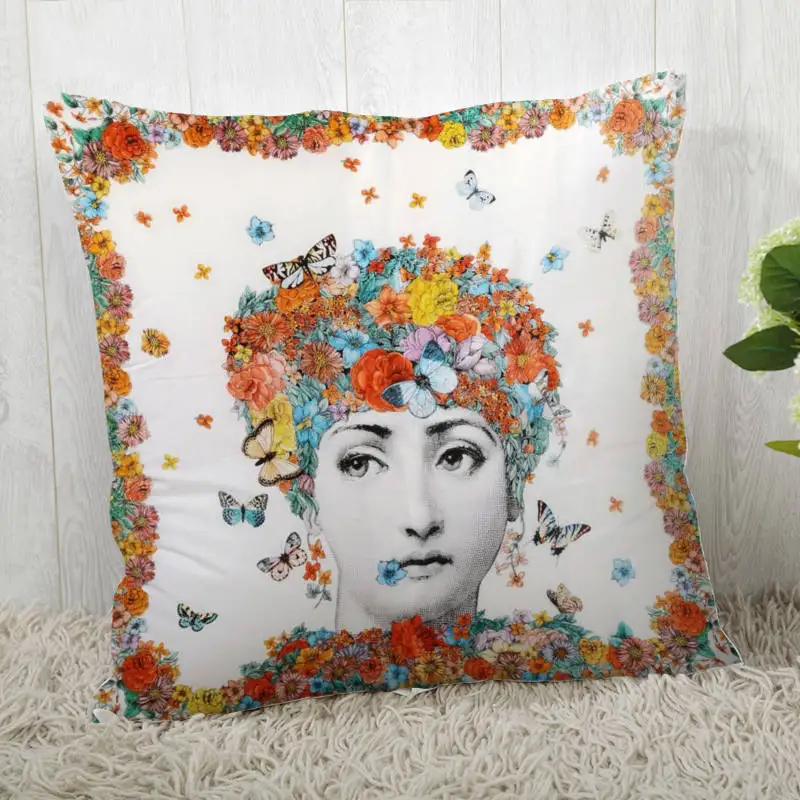 Pillowcase 6 Наволочки на заказ итальянские-Fornasetti-серия Art Woman Face квадратная Наволочка на молнии наволочка 40*40 см, 45*45 см(одна сторона - Цвет: Pillowcase 6