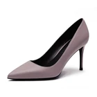 Женские туфли-лодочки из натуральной кожи, с острым носком, на тонком высоком каблуке 6 см8 см, весна-лето 2020