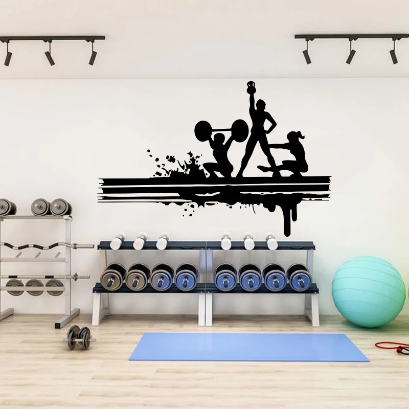 Виниловая вырезка для фитнеса клуба женского здоровья бодибилдинга гантели обои