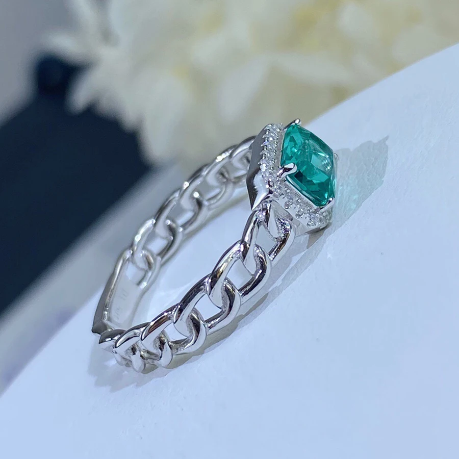 Luomansi 1.5CT турмалиновое кольцо из драгоценных камней квадратное синее с