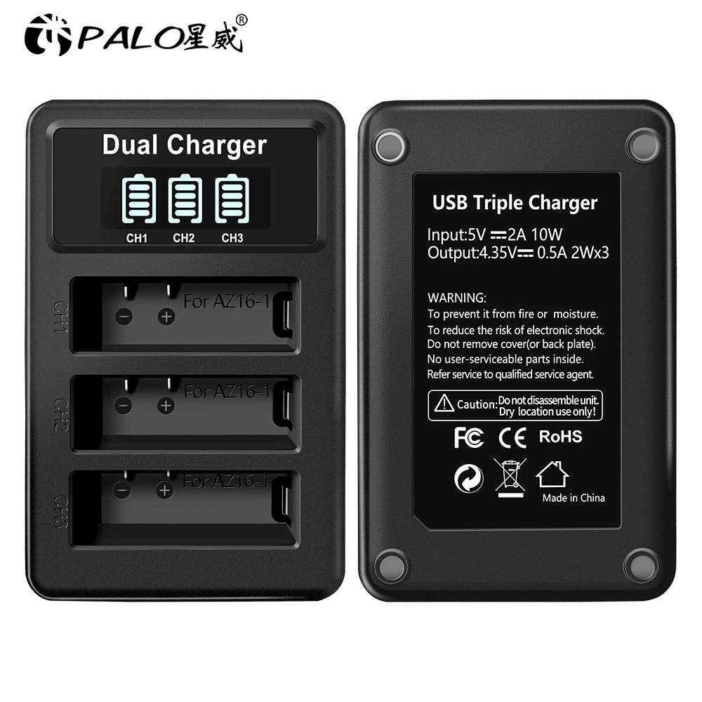 Palo AZ16 1 зарядное устройство для оригинального Xiaomi YI lite 2 4K со светодиодным USB 3