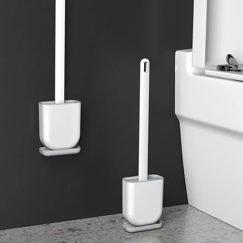 

Water Leak Proof With base Wc Flat Head Soft Brush Silicone Bristles Toilet Brush Wall Mounted Cleaning Kit Bathroom Accessories