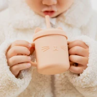 200ml baby feeding drinkware straw cup baby learning feeding bottles anti hot leakproof silicone tableware toddler water bottle