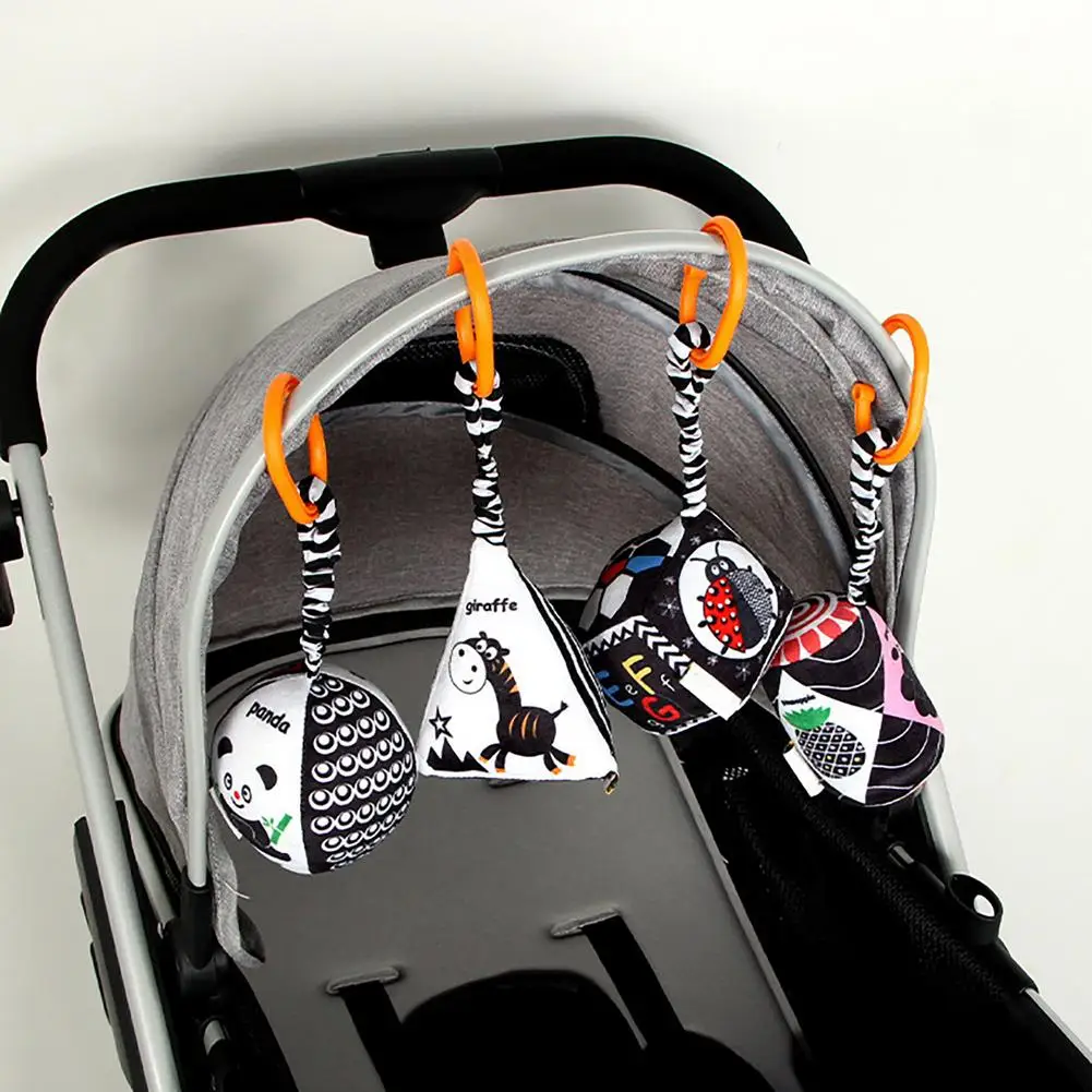 

Baby Rattle Toys Black&White Animals Baby Bed Bell Safety Seat Plush Toy Baby Trolley Bed Wind Chimes Rattles Bell Crib Hanging