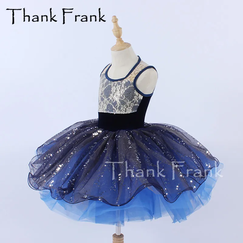 Кружевное балетное платье для девочек детские платья пачки с голубым звездным