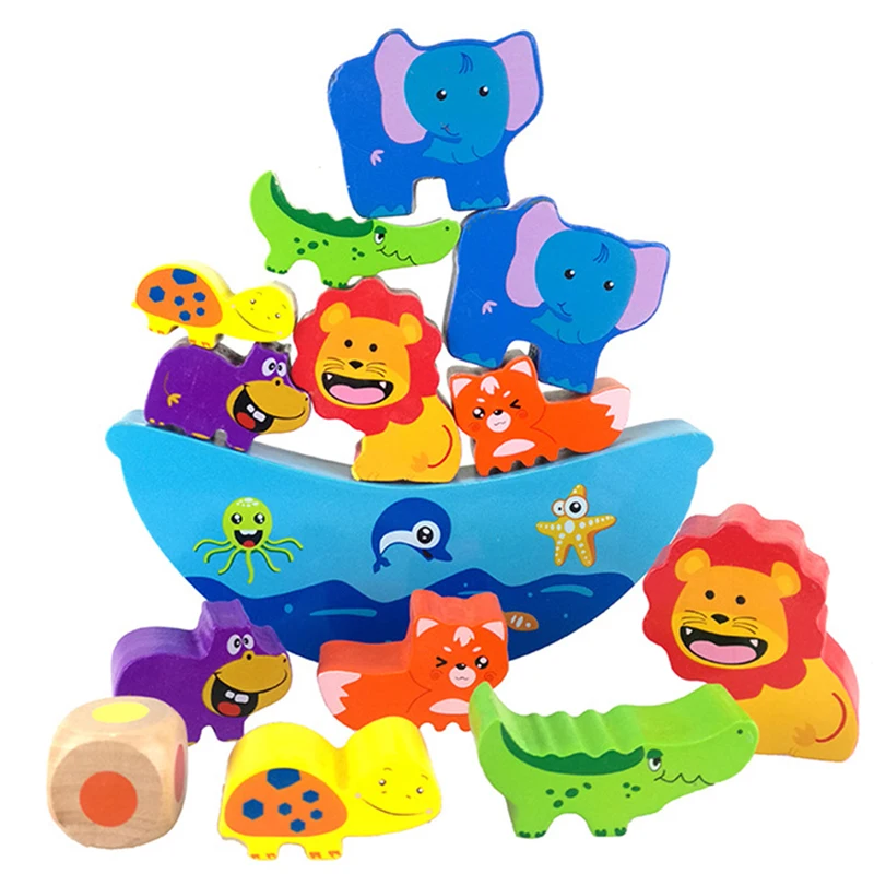 

Cartoon Animal Balance Training Toys For Children Balancing Wooden Block Colorful Early Learning Educational Wooden Toy