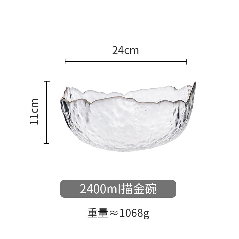 

Gold Rimmed European Korean Style Clear Glass Bowl Home Table Ware Set Fruit Salad Plate Gold-Edged Bowl Creative Flower Bowl