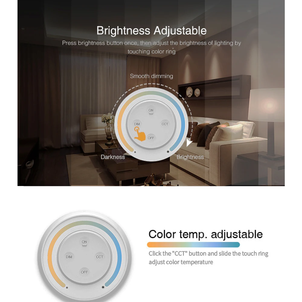 Продажа Miboxer DC12-24V FUT035SA пульт дистанционного управления восходом солнца 2,4G Радужный пульт дистанционного управления для двойной белой/одноцветной/...