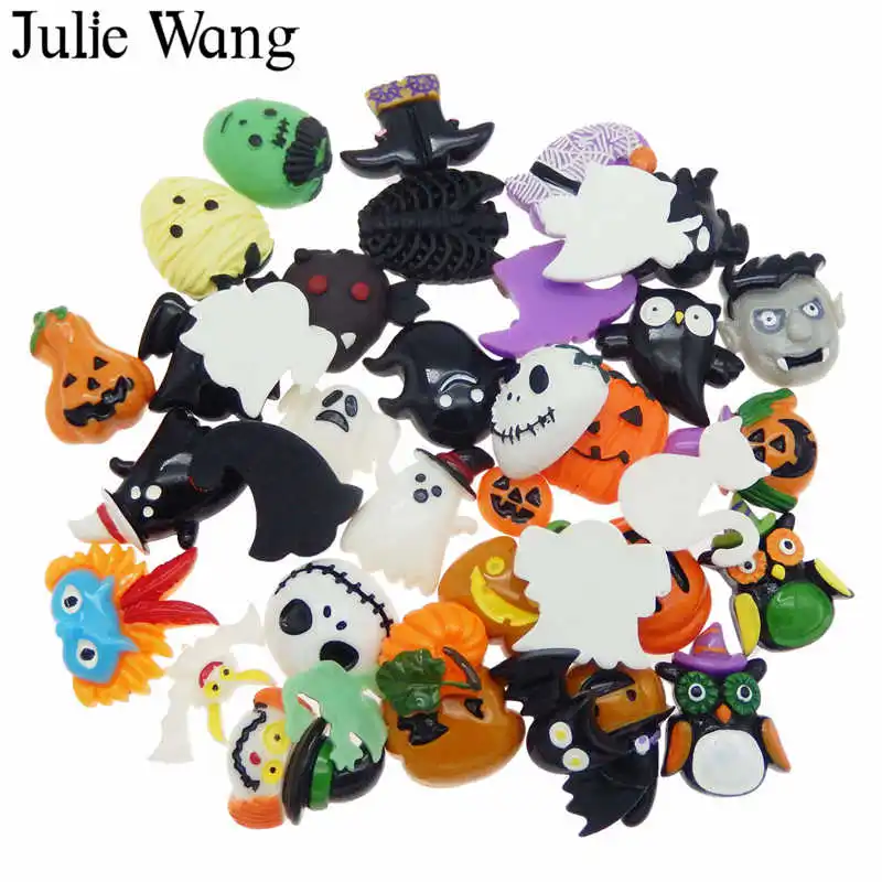 Julie Wang 20 шт. полимерные смешанные подвески на хэллоуин призрак тыква летучая мышь