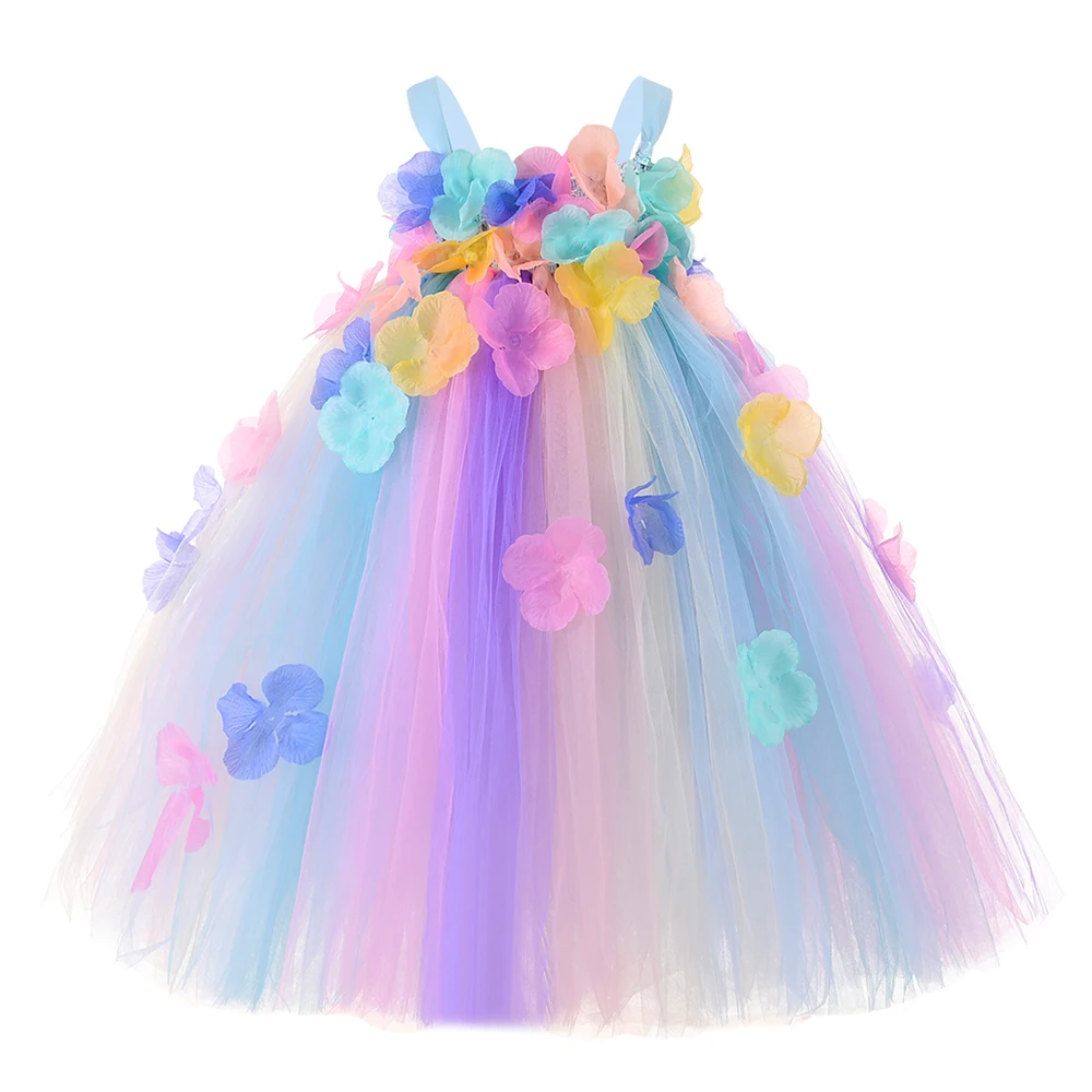 Girl Tutu Dress Princess Tulle Pastel Fairy Flower Dresses for Weddings Pageant Gowns Kids Birthday Party Christmas | Детская одежда и