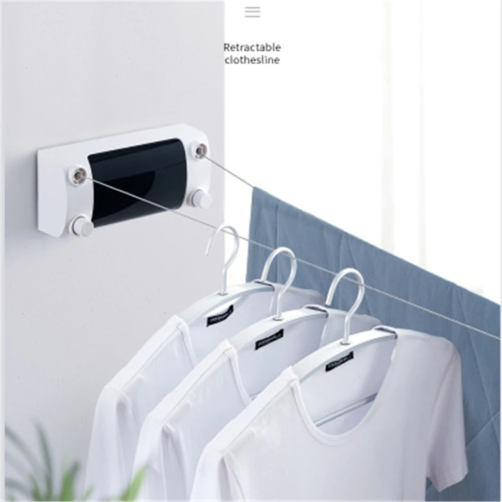 

Wall-Mounted Invisible Clothesline with Double Stainless Steel Rope Retractable Clothes Drying Rack Balcony Creative Hanger Line