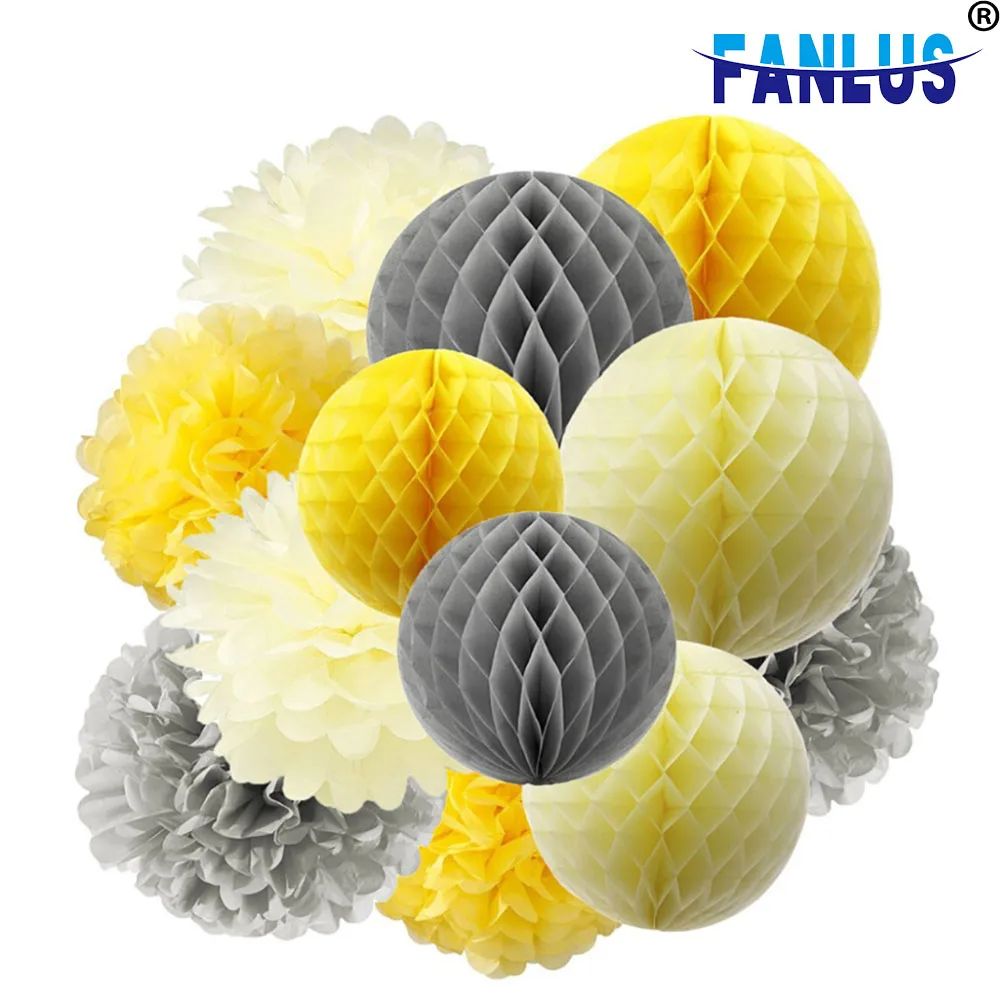 12 шт./компл. искусственный Бумага цветы помпон помпоны для свадьбы украшения