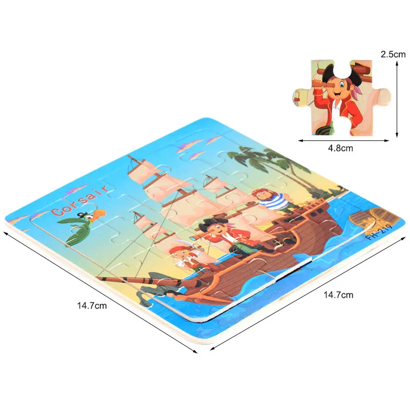 

Hot Sale 20 Slice Wooden Puzzle Toy Children Baby Educational Learning Toys for Kids Cartoon Animals Vehicle Wood Jigsaw Puzzles