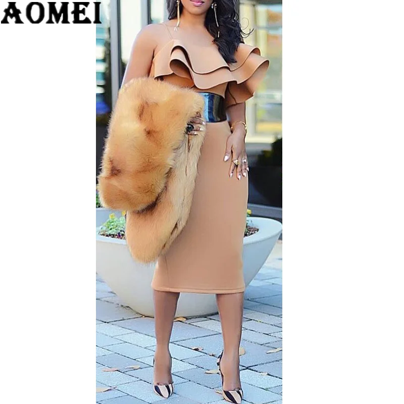 Женское облегающее платье на бретелях спагетти с оборками|Женские платья| |