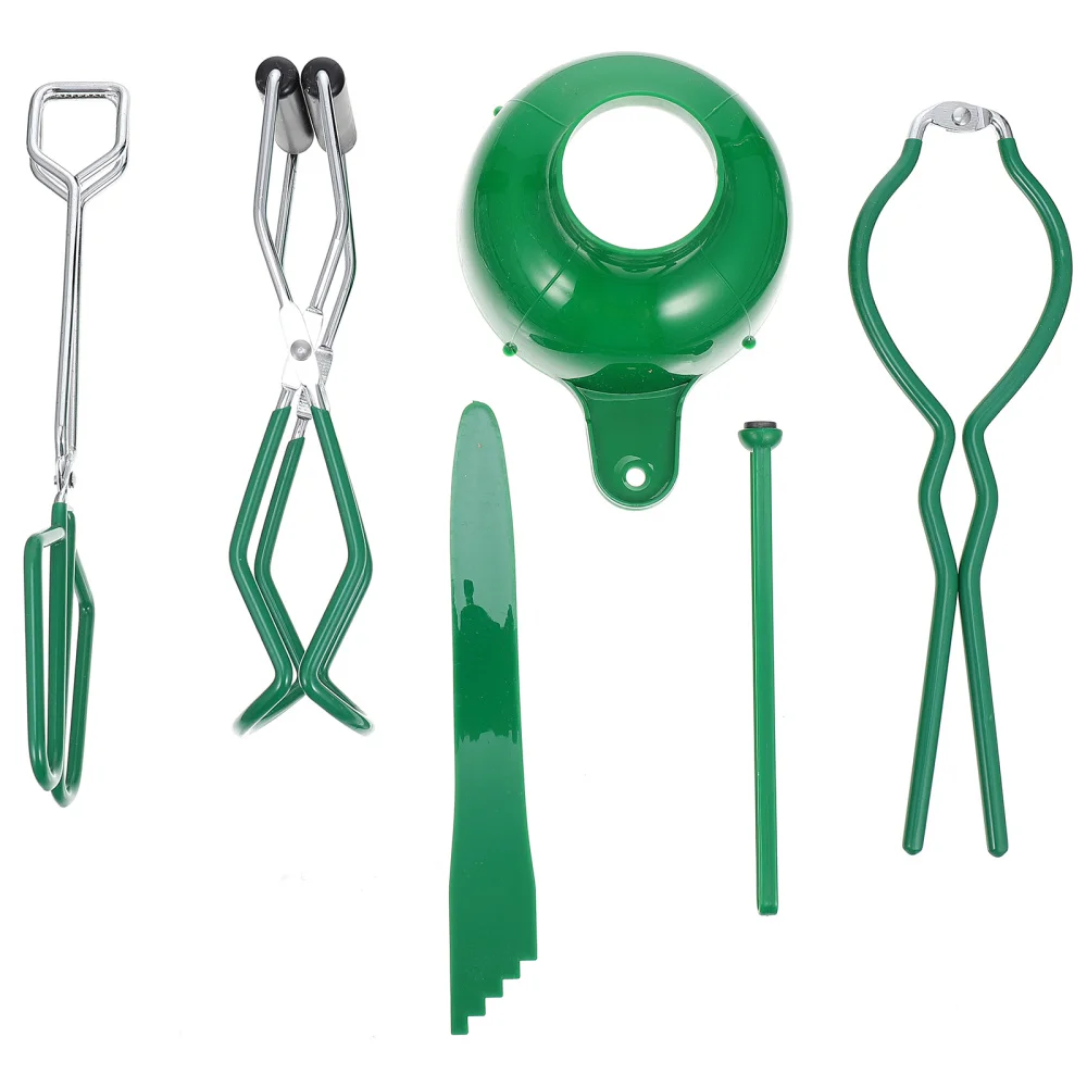 

1 Set 6Pcs Canning Tool Set Tong Lifter Funnel Jam Making Supplies (Green)