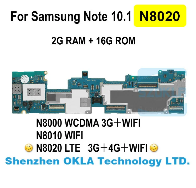 Оригинальная материнская плата Samsung Galaxy Note 10 1 N8000 N8010 N8020 шт. 2 Гб ОЗУ 16 WCDMA ROM