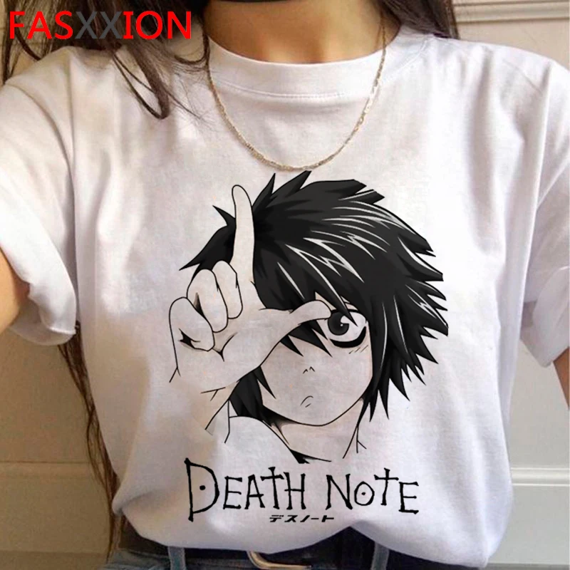 

Футболка мужская с надписью «Death Note», милая эстетика пары в японском стиле Харадзюку, Белый Топ, одежда для пар