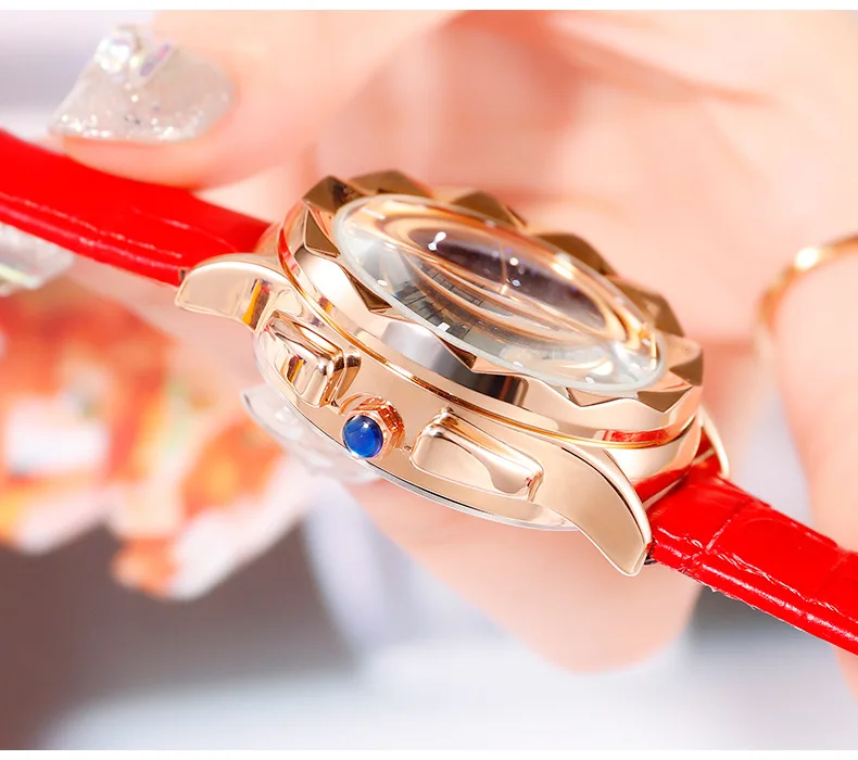 Sanda новые женские часы с ремешком модные трендовые кожа звездная звезда вращение