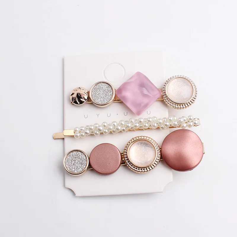 

Korea Fashion Geometric Acrylic Square Imitation Pearl Hair Clips For Women Hair Accessories Hollow Square Hairpins Barrettes