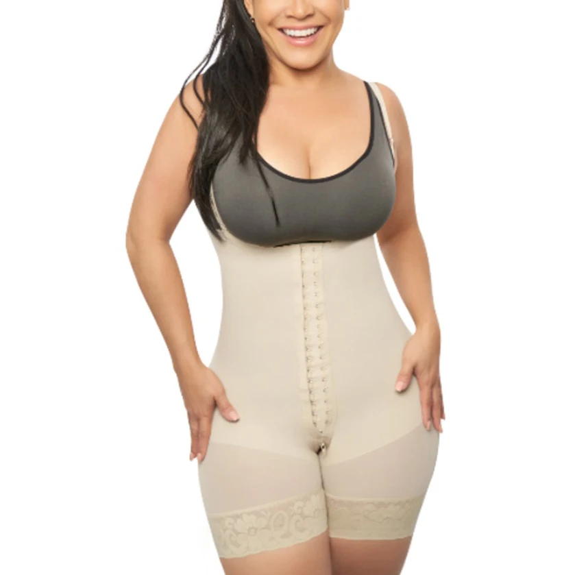 

Women Postpartum Shapewear Adjustable Straps Post Liposuction Body Shaper Flatten Abdomen Fajas Hook-Eye Open Bust Bodysuit