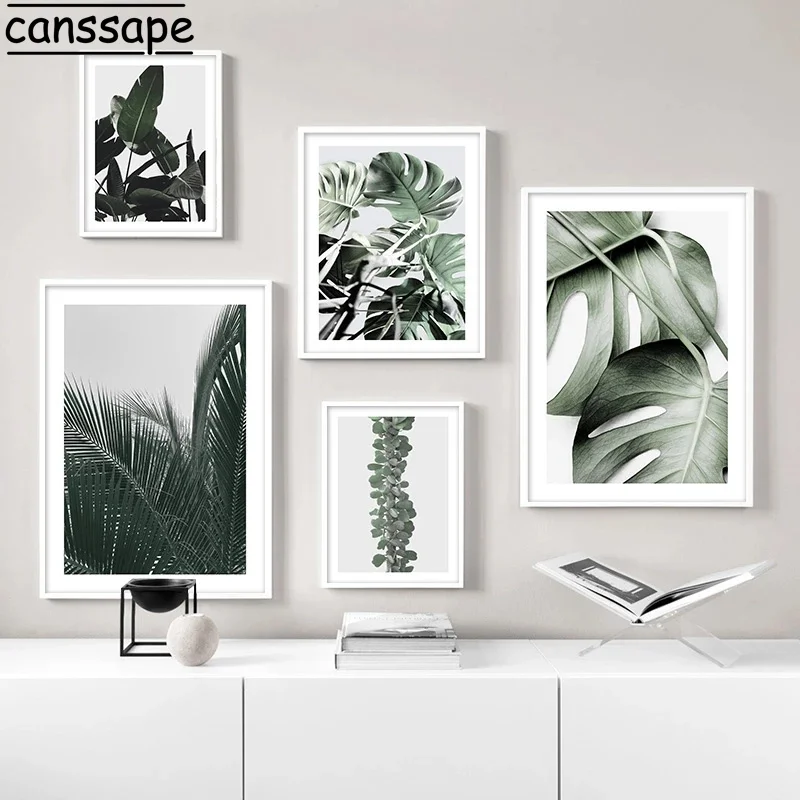 

Tropical Plants Wall Posters Green Leaf Art Prints Monstera Paintings Natural Canvas Poster Nordic Wall Pictures Home Decoration