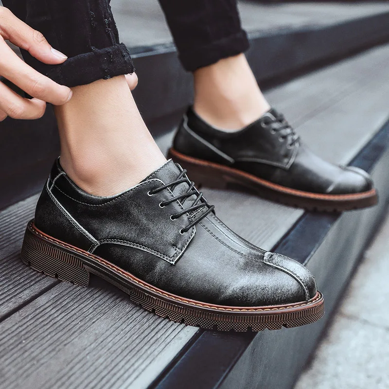 

Men Leisure Shoes Mens Casual Shoes Hot Sale Men Leather Fashion 2020 New Breathable Causal For Men's Sneakers Black Man