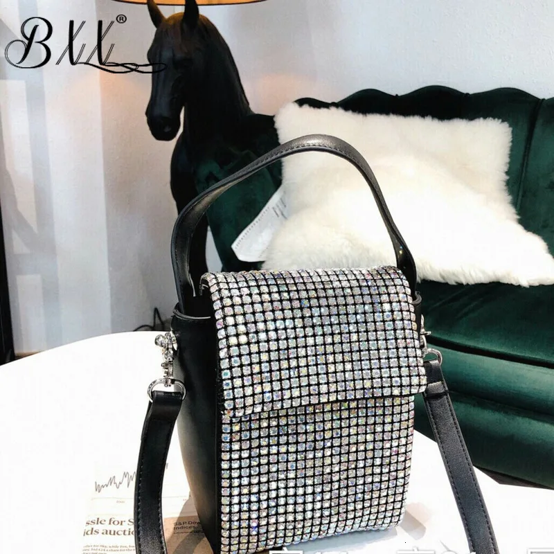 BXX Sac/ модные роскошные сумки женские дизайнерские стразы половина крышки маленький квадратный карман сумка через плечо ZC880