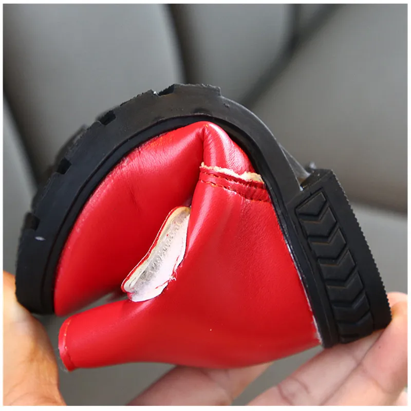 2020 модные короткие сапоги для девочек кожаные детские зимние с бантом удобная