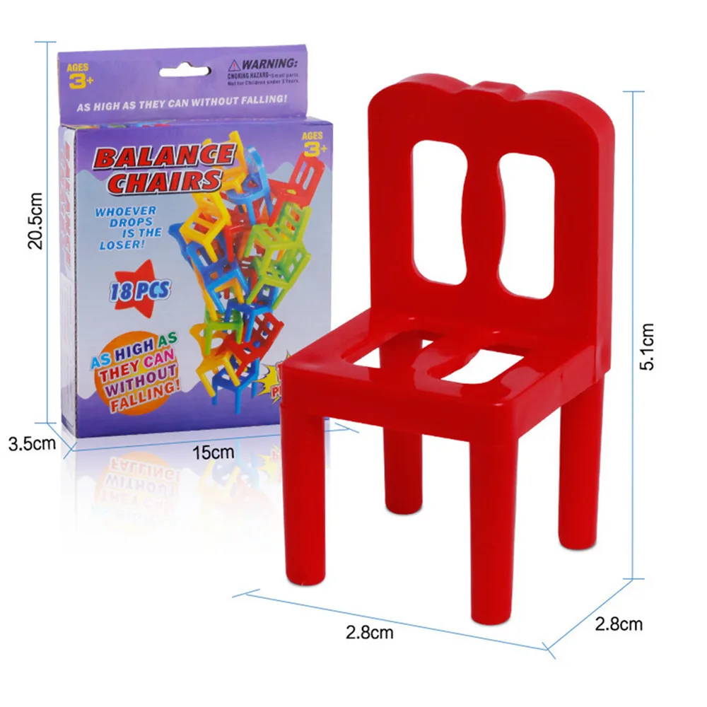 

18pcs Chair Balance Blocks Toy Family Board Game Children Educational Toy Balance Stacking Chairs Office Game DIY Interactive