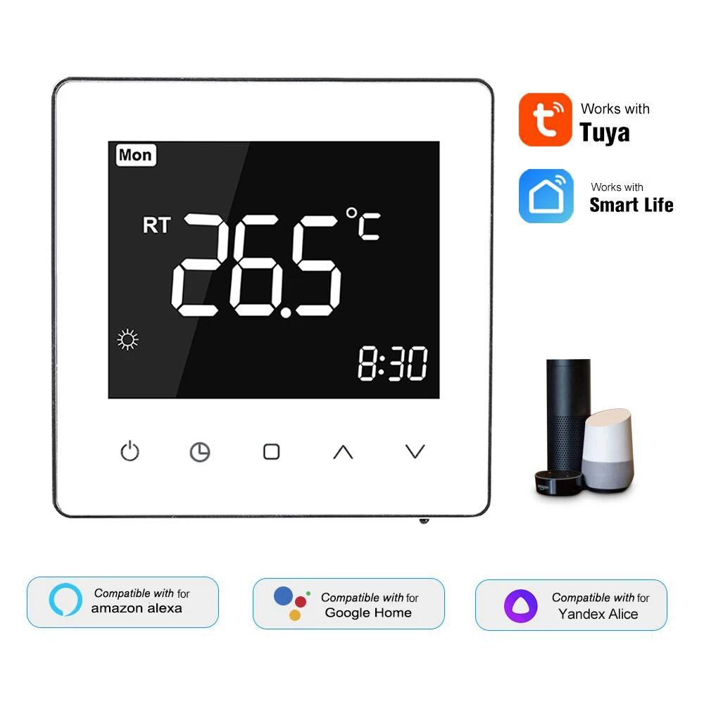 

Умный термостат с Wi-Fi, контроллер температуры с сенсорным ЖК-экраном, цифровой программируемый ручной домашний термостат на 7 дней для дома
