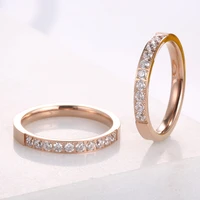 factory wholesale titanium steel ring 18k rose gold cnc circle stone diamond little finger ring couples valentines day gift