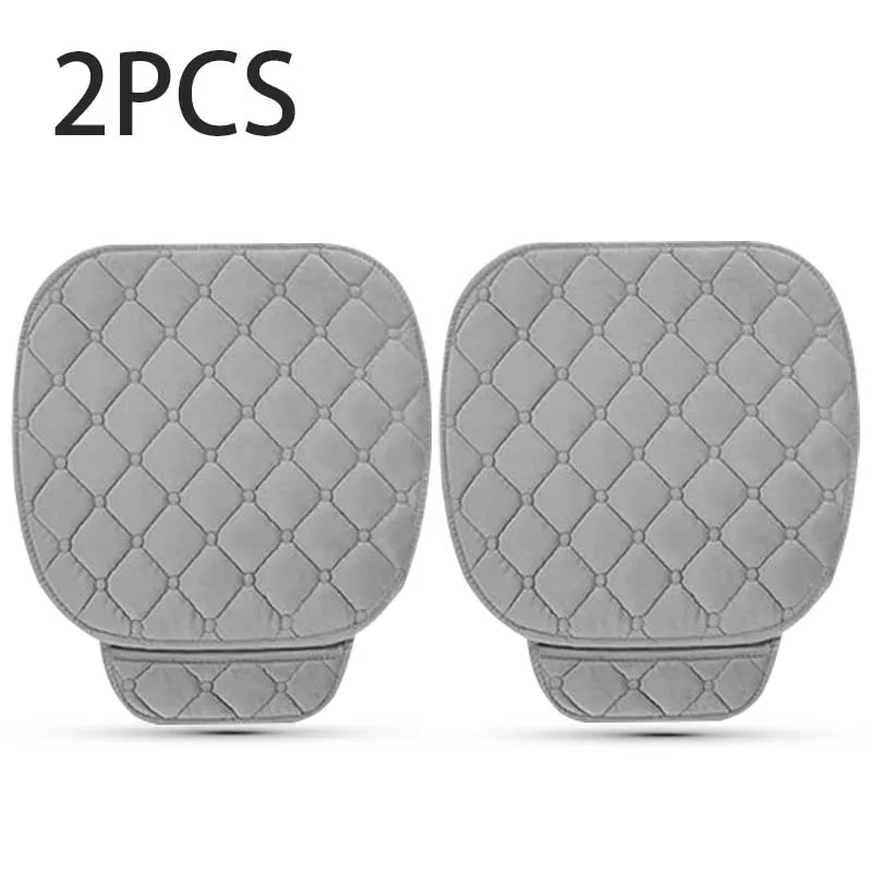 Gray Front 2pcs Чехол для автомобильного сиденья, зимний теплый бархат, универсальные чехлы для автомобильных сидений, подушка, переднее и заднее кресло, протектор, подушка для сиденья, коврики, аксессуары - Название цвета: Gray Front 2pcs