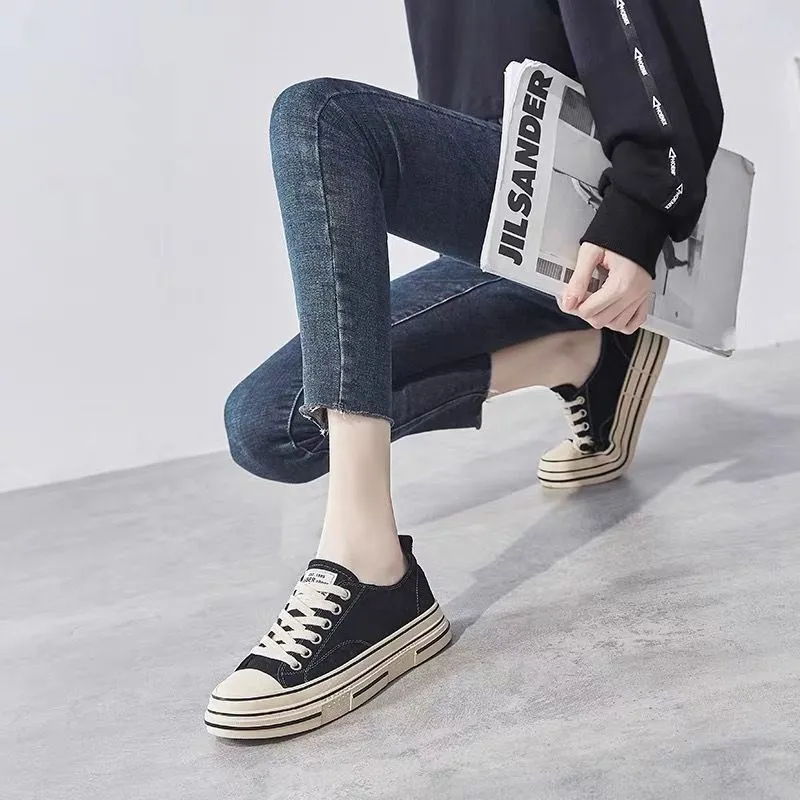 

Summer 2021 New Spring And Autumn Thin Breathable Small White Shoes Women's Versatile Thick Soled Casual Women's Shoes Canvas Bo
