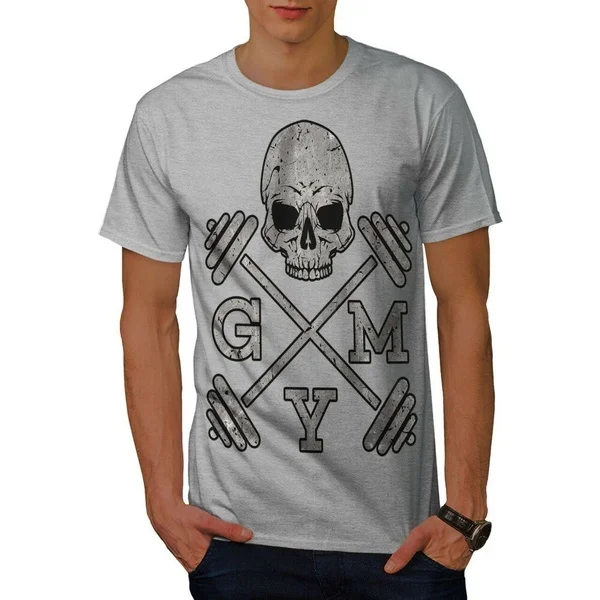 

Skull Gym Fitness Sport Mens T-shirt, Work Graphic Design Printed Tee