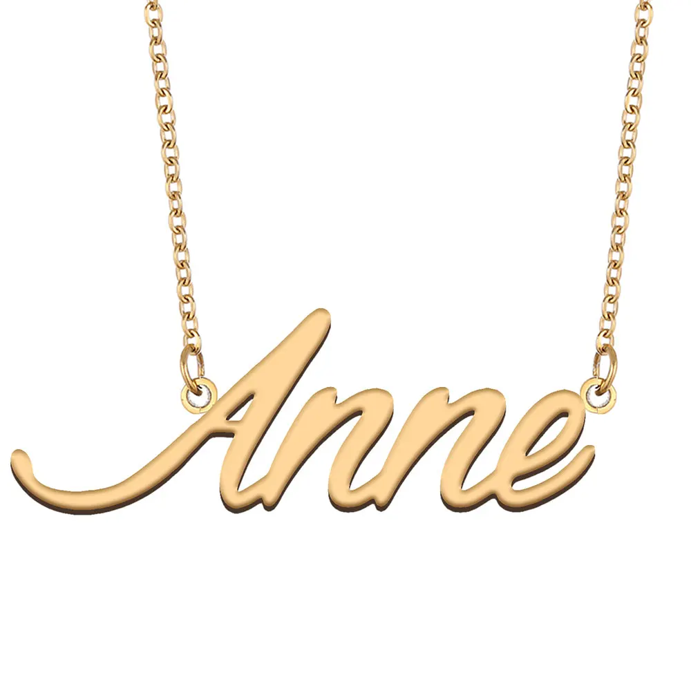 

Anne Nameplate Necklace for Women Stainless Steel Jewelry Gold Plated Name Chain Pendant Femme Mothers Girlfriend Gift