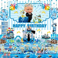 baby boss party supplies for boys birthday decorations table cloth gift bag blowout balloon banner napkins baby shower supplies