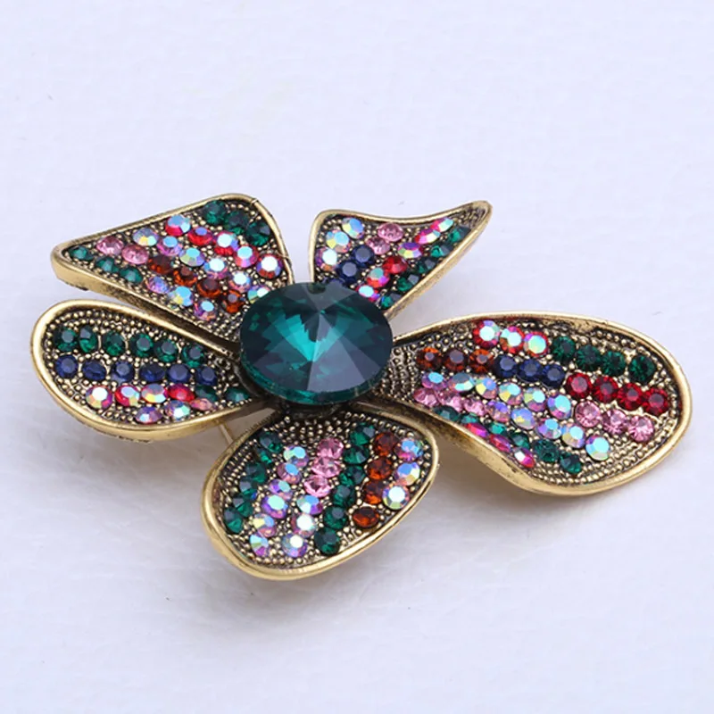 zlxgirl jewelry High quality crystal flower shape brooch for girlfriends couple scarf sweater hijab pins | Украшения и аксессуары