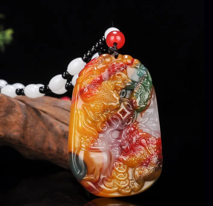 Натуральная красочная зеленая нефритовая подвеска ручной работы кулон жаба