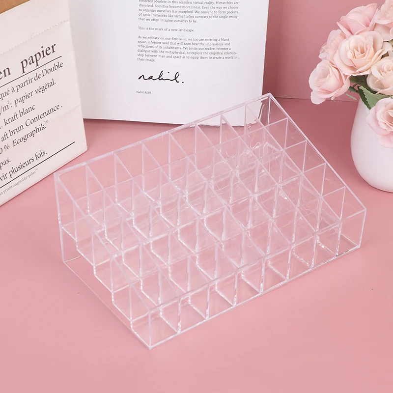 

Transparent 40 Grids Acrylic Makeup Organizer Lipstick Holder Display Rack Case Cosmetic Nail Polish Make Up Organiser Tool