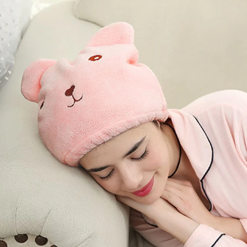 

Lovey Bear Microfiber Hair Turban Shower Cap Quickly Dry Hair Shower Hat Wrapped Towel Bathing Cap Bathroom Accessories