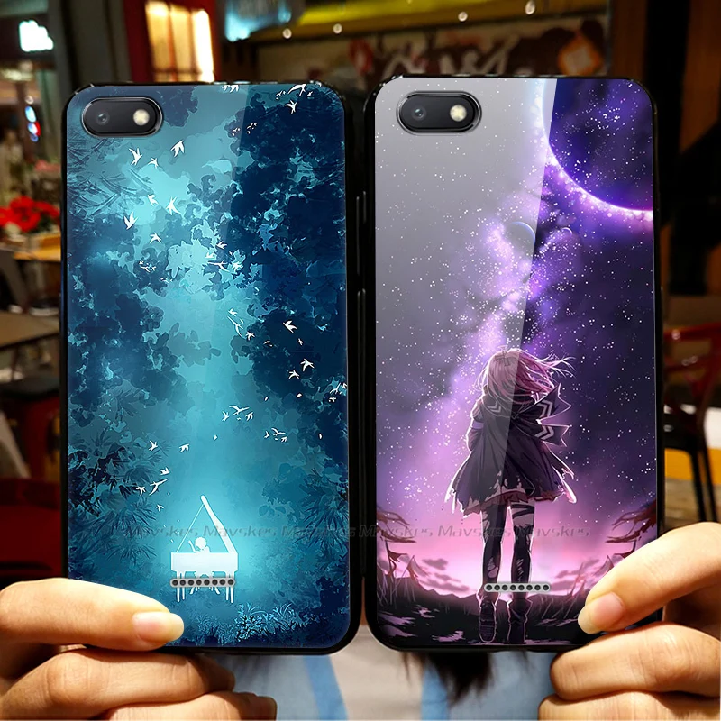 For Xiaomi Redmi 6A Case Cover Luxury Tempered Glass Case Phone Cover For Xiomi Redmi 6A 6 A A6 Phone Back Fundas Redmi 6A Case