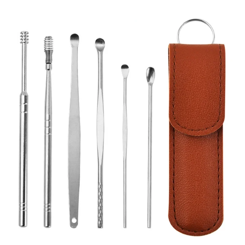 

6PCS Ear Cleaner Wax Removal Tool Earpick Sticks Earwax Remover Curette Ear Pick Cleaning Ear Cleanser Spoon Health Care Earpick