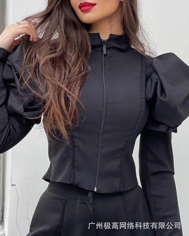 

black zipper top Women 2021 new autumn and winter shirts